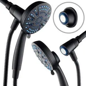 Magneton High-Pressure 8-mode Handheld Shower Head with Magnetic Guidance Docking System - 2 Magnetic Brackets, 5 inch Face, Hygienic Jets, 6 ft. Stainless Steel Hose/ORB Finish
