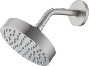 RANDOM Brushed Nickel Shower Head 6 Inch Round Rain Shower Head With Shower Arm with 360 Adjustable Swivel Ball Joint & Filter Solid Stainless Steel High Pressure Rain Shower Head Luxury Modern Look