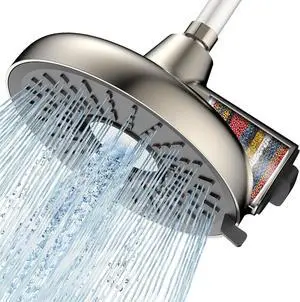 Filtered Shower Head- 8 Inches High Pressure Fixed Rain Showerhead with Filter - filtro para ducha de baño (Blushed Nickel)