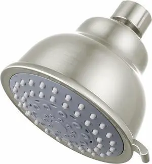 Voolan High Pressure Shower Head - 4 Inches Rain Showerhead - 5 Spray Settings - Luxury Modern Brushed Nickel Look - Perfect Adjustable Replacement for Bathroom Shower Heads