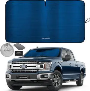 Autoamerics 1-Piece Windshield Sun Shade - Metallic Blue Foldable Car Front Window Sunshade for Most Cars SUV Truck Heat Blocker Visor Protector Blocks Max UV Rays and Keeps Your Vehicle Cool X-Large