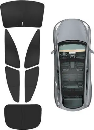 BASENOR 6PCS 2022-2025 Tesla Model S/Model S Plaid Side Window Sunshade Windshield Sunshade Privacy Shade Camping Rear Windshield Shades Reflective Covers Sunproof UV Rays and Privacy Protection