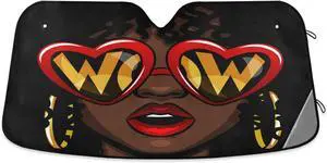 ALAZA Afro American Woman in Shock Shade Windshield Sun Shade,Foldable Car Sun Shade for Front Windshield Sunshades Protector Blocks UV Rays Sun Visor Protect and Cool Your Vehicle Interior
