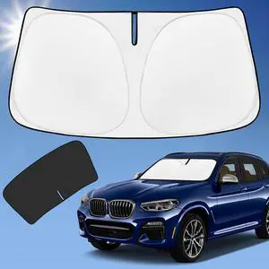 Sun Shade Sunshade for BMW X3 2018-2024 2025 Windshield Cover, 4-Layer Front Window Shade Custom fit X3 Base, xDrive28i, xDrive35i, M Sport SUV Sun Visor 240T Shade Blocks UV Rays Car Accessories