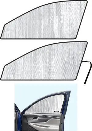 Side Window Front Seat Reflective Sunshade Custom Fit for 2019 2020 2021 2022 2023 Hyundai Santa Fe SUV, Plug-in Hybrid, Hybrid, UV Sun Protection Accessories (Set of 2)