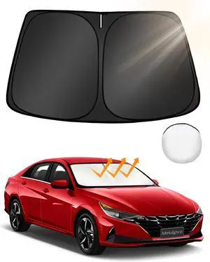 Custom Fit Windshield Sun Shade for H-yun-dai Elantra 2021-2025, Foldable, Easy to Install & Store, Full Coverage, 210T Reflective Fabric, Blocks 99% of UV Rays