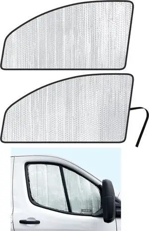 YelloPro Side Window Front Seat Sunshade (Set of 2) Custom Fit for 2015 2016 2017 2018 2019 2020 2021 2022 2023 2024 2025 Ford Transit Van, Low Roof (NOT for HIGH/MED ROOF), NOT for E-Transit