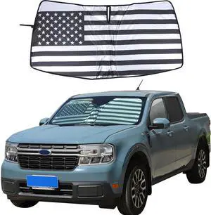 Aunginsy Front Windshield Sunshade Compatible with Ford Maverick 2022-2024 Car Windshield Sunshades Foldable Reflective Sun Visor for UV Rays and Sun Heat Protection Car USA Flag Pattern Accessories