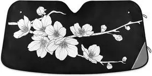 Cherry Blossom Sakura Car Windshield Sun Shade Car Front Window Sunshade Visor Protector Foldable Sun Reflector to Keep Your Vehicle Cool for Car Sedans SUV Truck