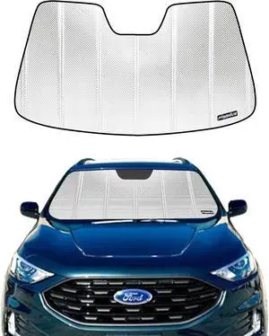 Windshield Sun Shade for Ford Edge 2015-2024. Reflective Aluminum Film Front Window Sunshade - BLAZBLOCK