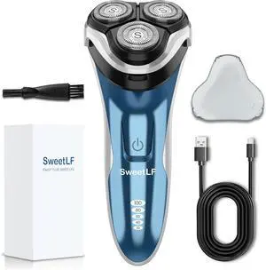 SweetLF Electric Razor for Men with Pop-Up Trimmer, IPX7 Waterproof Electric Shaver, Rechargeable Cordless Shavers for Men, Type-C, 120Mins Runtime, Plug & Play, Blue
