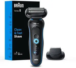 Braun Electric Shaver for Men, Series 5 5118s, Waterproof, Wet & Dry Shave, Turbo Shaving Mode, Foil Shaver with Precision Trimmer, Battery Powered, 50 Minute Battery Runtime
