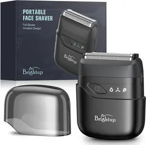 Brightup Electric Foil Shavers for Men, Mini Electric Razor for Shaving Face, Compact Travel Shaver with Floating Blades, Waterproof Wet/Dry Razor USB C Rechargeable