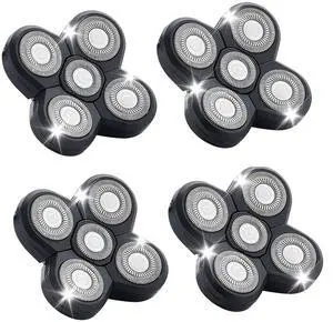 4PCS Shaver Replacement Blades,5 Head Shaver Heads for Bald Men,Head and Face Electric Razor Shaver Head