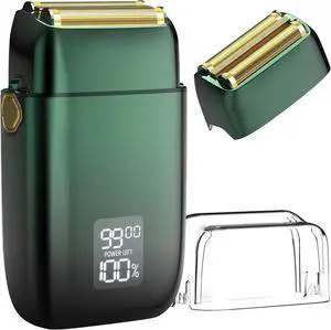 Electric Razor for Men Face, Bazivve Electric Shavers for Men, Foil Shaver with 3 Adjustable Speeds, Rechargeable Waterproof Close Shave Trimmer with LED Display for Face/Beard/Head Shavers (Green)