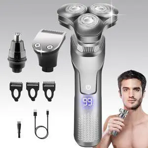 Electric Razor for Men,Upgrade Mens Electric Shavers Rotary LED Display/Waterproof/Rechargeable, Shaver for Men Cordless Floating Head