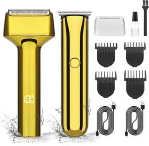 GSKY Electric Shavers for Men, Gold Baber Clipper Set, Hair Trimmer and Foil Shaver, Mens Beard Trimmer