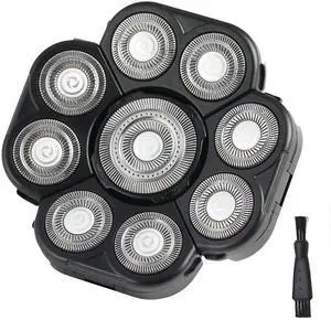 Men's Electric Shavers Replacement Heads Upgraded 9 Blades Head Replaceable Floating Waterproof Electric Razor Shaver HeadBlack