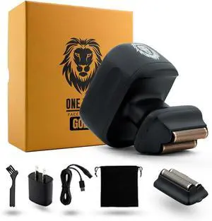 Skull Shaver One Lion Gold PRO Face Shaver for Men - Electric Shaver with Stepped Twin Foil