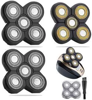 3 Pcs 5 Blades Universal Head Shaver replacement Heads for Head Shaver, Compatible mainstream shaver brands, head shaver replacement blades, Electric shaver replacement heads