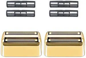 2 Pack Shaver Replacement Foil and Cutters Compatible with BaBylissPRO Double FXFS2 Metal Shaver foil Replacement,Golden