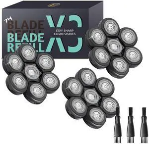 Bald Head Shaver Replacement Blades for Head Shaver, Premium 7 Blades Shaver Replacement Heads for Universal Head Shavers and Freedom Bald Men Grooming, 3 Cleaning Brush, 3 Pack