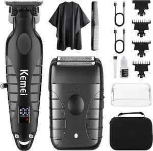 KEMEI Professional Electric Foil Shaver for Men, Beard Trimmer & Men's Grooming Set, Foil Shaving Kit and Bald Head Precision Trimmer, Cordless and Rechargeable with USB, Gifts for Men