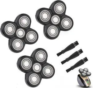 FREEDOM 3PCS Universal 5 Blades Shaver Replacement Heads Compatible with SHPAVVER Wyklaus Freedom shaver, for Most Major Brands, with Easy grooming Clean Brush Blade Cover