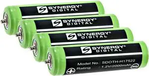 Synergy Digital Shaver Batteries, Compatible with Braun 7030923, 67030165, 67030834, 67030923, HR-AAUV, HR-AAUV Shaver Batteries (Ni-MH, 1.2V, 2000mAh), Set of 4