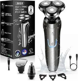 Electric Razor for Men, Men's Rotary Shavers, Waterproof,Wet and Dry Rechargeable Electric Shaver for Men's Faces with a Cordless and Floating Head, Portable Travel Razor,an Ideal Gift for Men