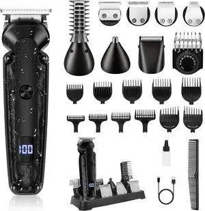 Beard Trimmer for Men, IPX7 Waterproof Electric Shaver Razor, Hair Trimmer for Nose, Body, Face and Mustache, Cordless Hair Clipper Grooming Kit, Gifts for Men