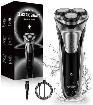 Sejoy Electric Shavers for Men, Mens Electric Razors Cordless, Rechargeable Razor with Pop-up Trimmer, Portable Electric Shavers Waterproof IPX7, 3D Floating Head, USB Charging