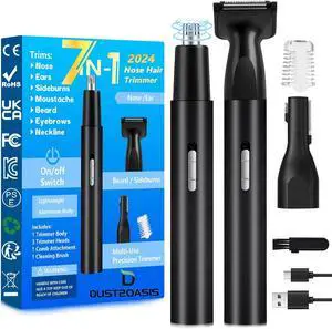 Nose Hair Trimmer for Men Women-2025 All-in-1 Professional Use for Nose Ear Hair Trimmer Clipper Pro-14,000RPM Motor,2 hrs Rechargeable Hair Trimmer Set with Dual Edge Blades A2