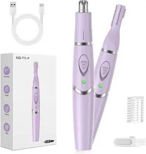Ear and Nose Hair Trimmer for Women, 2025 Professional Painless 2 in 1 USB Rechargeable Eyebrow & Facial Hair Trimmer, Precision Tool with Powerful Motor and Dual-Edge Blades, IPX7 Waterproof