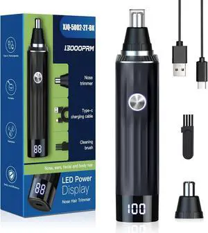 LED Display Ear and Nose Hair Trimmer Clipper for Men Women,2025 Rechargeable 2 in 1 Professional Painless Eyebrow & Facial Hair Trimmer with Powerful Motor and Dual-Edge Blades Easy Cleansing