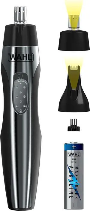 Wahl Lighted Battery Nose Hair Trimmer for Men & Women. Painless, Easy to See Nose, Ear, and Eyebrow Trimming with Built in Light, Battery Included.  Model 3023283