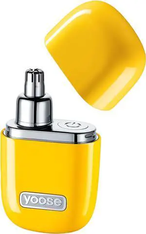 yoose Nose Hair Trimmer, Alloy Portable Painless Nose Hair Trimmer for Men Women, IPX7 Waterproof, Travel Size, USB-C Rechargeable Nose Trimmer with Dust Protection Cap, Dual Edge Blade, Yellow