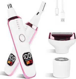 2025 Nose and Ear Hair Trimmer for Women and Men, 4 in 1 Rechargeable Facial & Eyebrow Hair Remover with LED Display, Painless Wet & Dry Electric Razor with Powerful Motor (Multicolor)