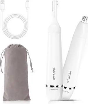 Nose & Ear Trimmer - Electric Rechargeable Facial Hair Remover for Women & Men, Portable Waterproof Eyebrow Trimmer (Silver)