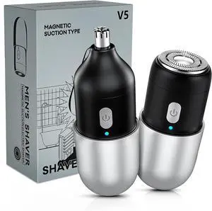 Facial - Nose Hair Remover Women and Men, 2 in 1 Professional USB Rechargeable Electric Face Shaver and Nose Trimmer, Facial Hair Trimmer Body Grooming with Waterproof Dual Edge Blades (Silver)