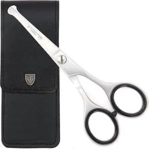 3 Swords Germany  professional NOSTRIL NOSE and EAR HAIR SCISSORS trimmer, stainless steel, straight blade rounded tip with black case for men and women