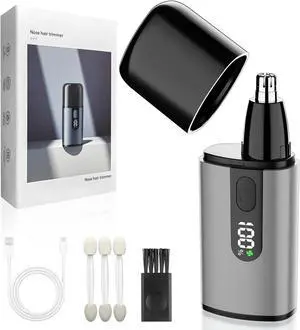 Nose Hair Trimmer for Men Women, Electric Nose Hair Trimmer with LED Display Fast Charging Built-in Battery and Dual-Edge Blades 12000 RPM, Portable Painless Design USB Rechargeable