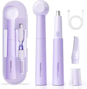 TOUCHBeauty Ear and Nose Hair Trimmer for Women- Upgraded All-in-One Facial Hair Trimmer with 11,000 RPM Powerful Motor, Rechargeable, IPX7 Waterproof, Easy to Clean, for Face Ear Nose and Eyebrow