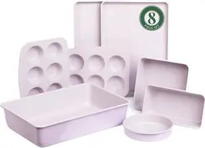 Larder & Vine 8-Piece Bakeware Set | Non-Stick Baking Set with Ceramic Finish | PFAS, PFOA, PTFE, and BPA Free Baking Essentials | Baking Sheets, Muffin Tins and Assorted Baking Pans | Lavender