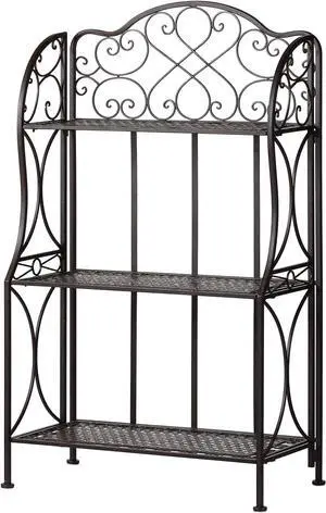 Kitchen Metal Bakers Rack Microwave Oven Stand Kitchens with Storage Three-Tiered Kitchen Organization Shelf Rack, 27" x 13.75" x 48.6",Antique Bronze