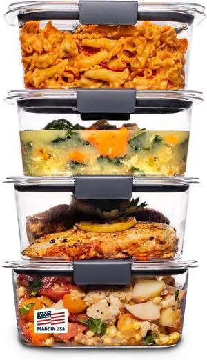 Rubbermaid Brilliance BPA Free Airtight Food Storage Containers with Lids, Set of 4 (4.7 Cup) Ideal for Lunch, Meal Prep, and Leftovers