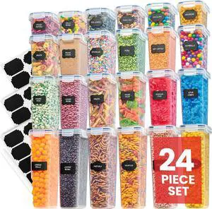Airtight Food Storage Containers Set - 24 Pcs Air Tight Pantry Storage Containers with Lids - Pasta Flour Sugar Cereal Containers - Storage Containers for Food - 4 Sizes - Kitchen Storage Container