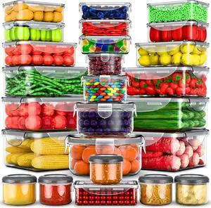 RockBerry 50 Pcs Large Food Storage Containers with Lids Airtight-Total 526OZ Stackable Kitchen Set-85 OZ to small Containers-BPA Free Leak proof containers- Freezer Microwave safe