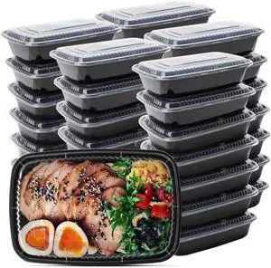 Meal Prep Container, 50 Pack 32 oz Food Storage Containers with Lids, Disposable Bento Box Reusable Plastic Lunch Box, BPA Free Take-Out Box Microwave Dishwasher Freezer Safe
