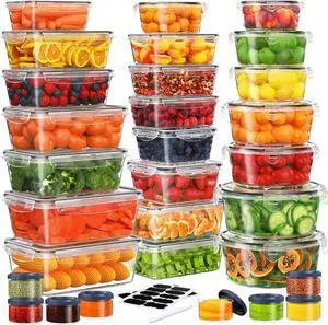 60-Piece Large Food Storage Containers Set - Leakproof, BPA-Free Plastic with Lids Airtight for Kitchen Storage and Organization Reusable with Labels Pen- Microwave Dishwasher Freezer Safe